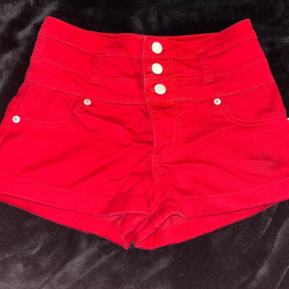 High waisted bright red short shorts from target